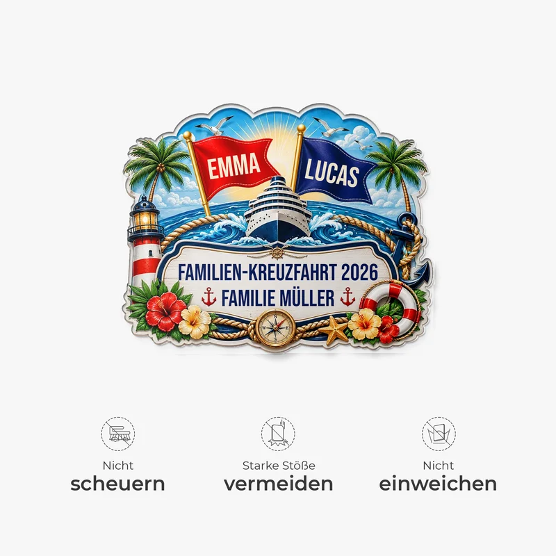 Familien-Kreuzfahrt - Acryl Magnet Personalisiert
