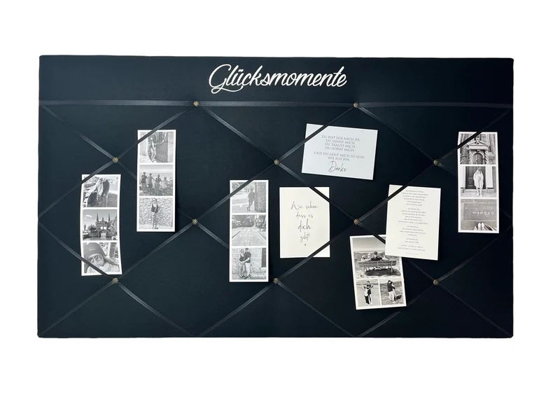 Memoboard Glücksmomente personalisiert schwarz