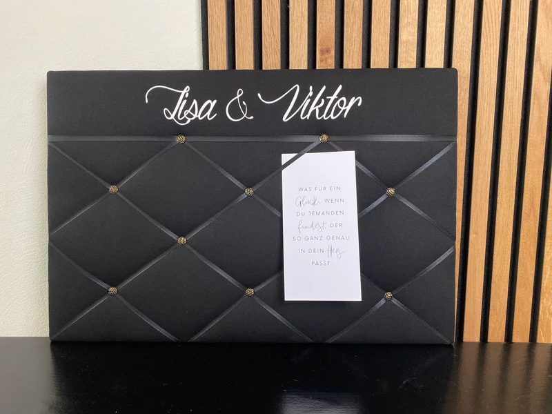 Memoboard Glücksmomente personalisiert schwarz
