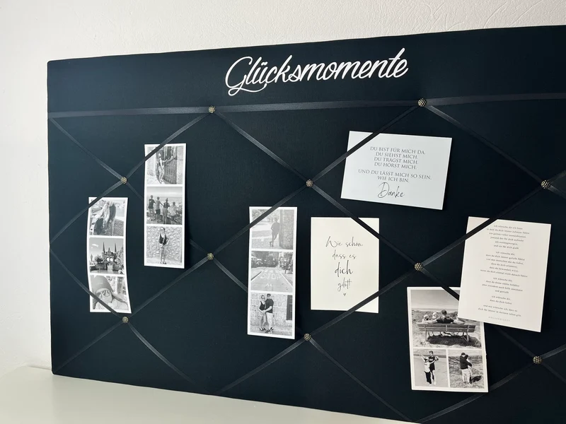 Memoboard Glücksmomente personalisiert schwarz