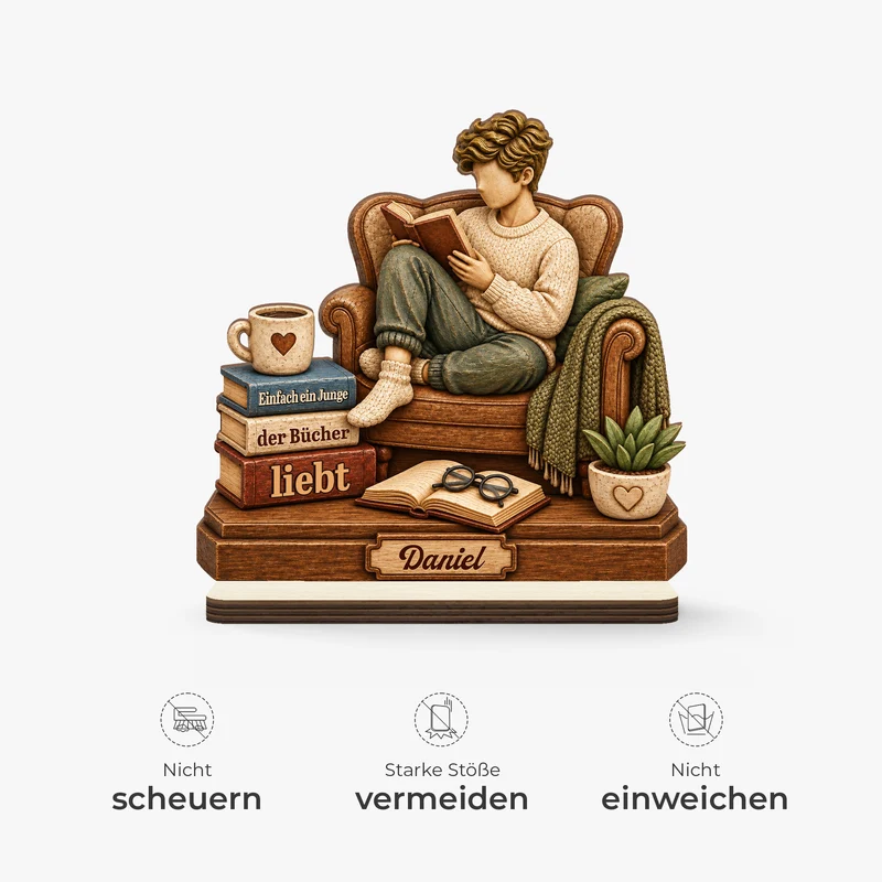 Einfach Ein Mann Der Bücher Liebt - Holzaufsteller Personalisiert Mit Standfuß Männer