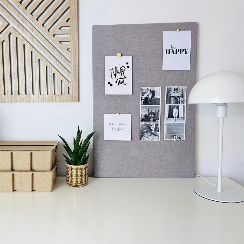 Pinnwand Pinboard Leinen hellgrau