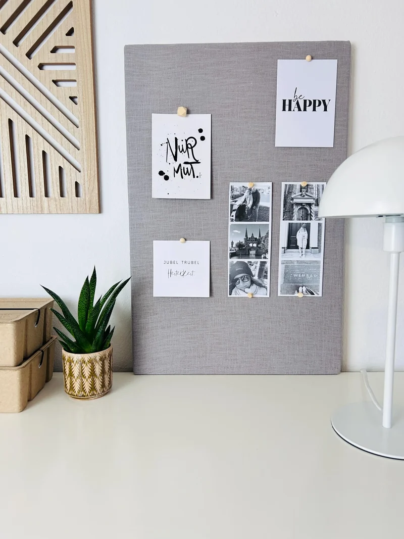 Pinnwand Pinboard Leinen hellgrau
