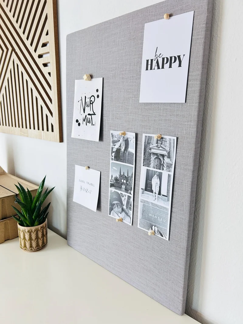 Pinnwand Pinboard Leinen hellgrau