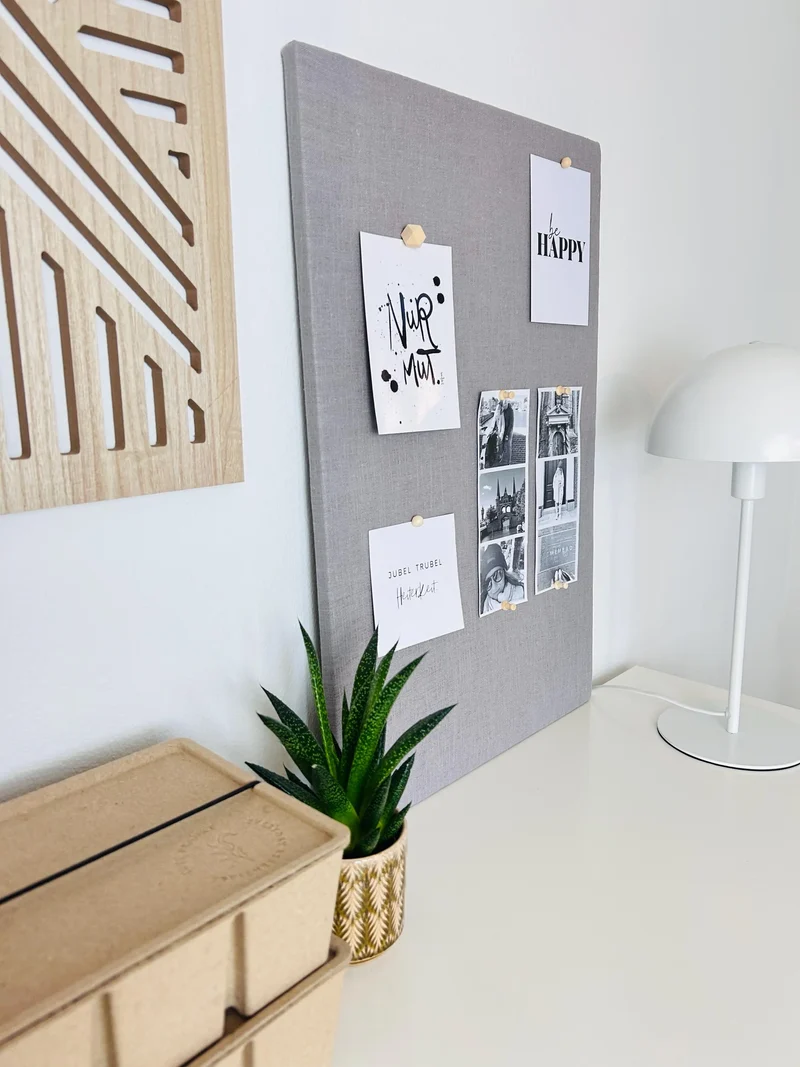 Pinnwand Pinboard Leinen hellgrau