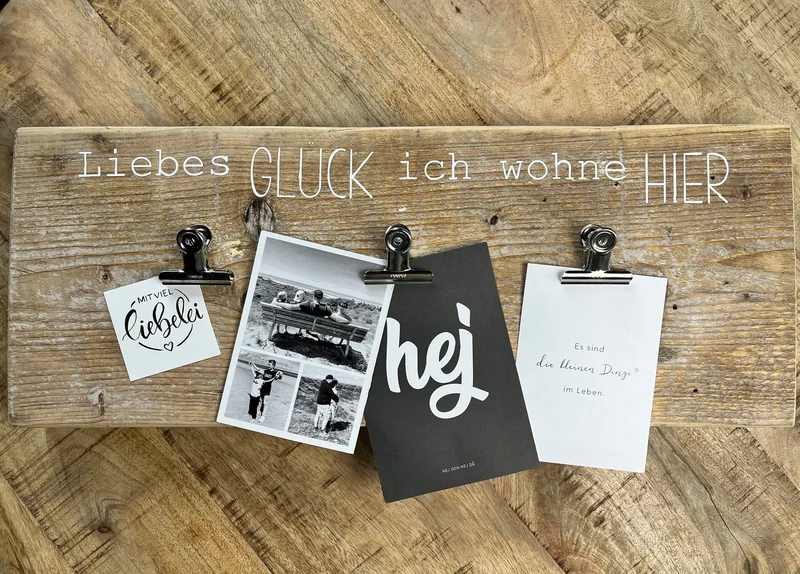 Upcycling Memoboard Liebes Glück weiß