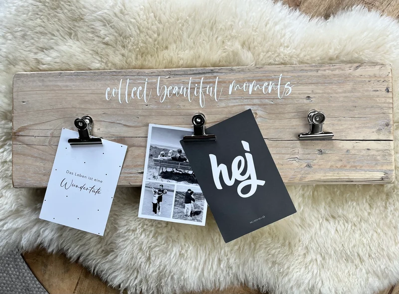 Upcycling Memoboard collect beautiful moments weiß