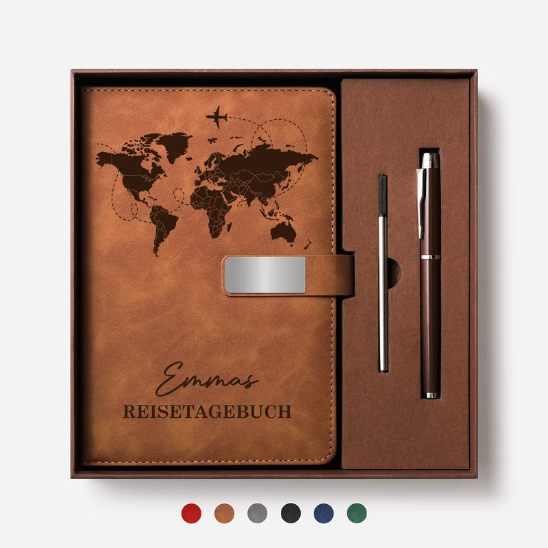 Reisetagebuch - Personalisiertes Notizbuch Leder Mit Stift