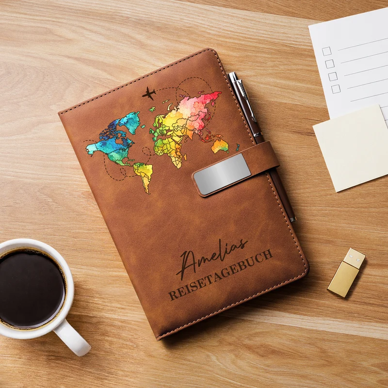 Reisetagebuch - Personalisiertes Notizbuch Leder Mit Stift