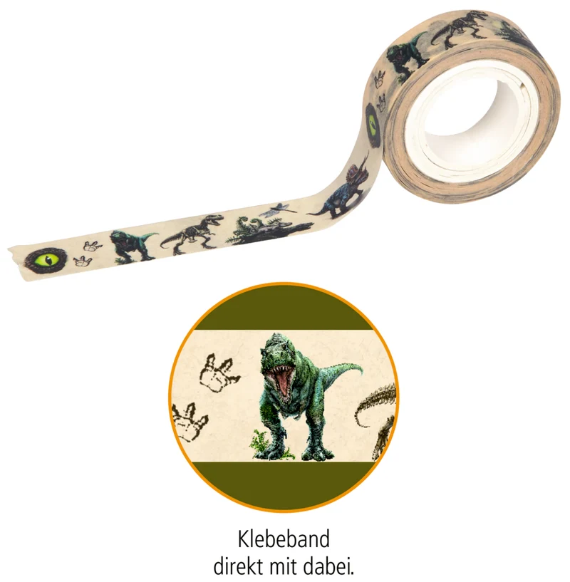 Klebebandabroller T-Rex World – Glitter & Pailletten, inkl. Band