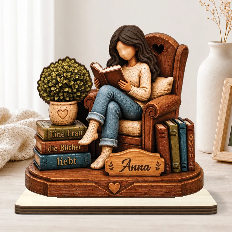 [3D-Optik] Gute Bücher Schönere Tage - Holzaufsteller Personalisiert Mit Standfuß Frauen