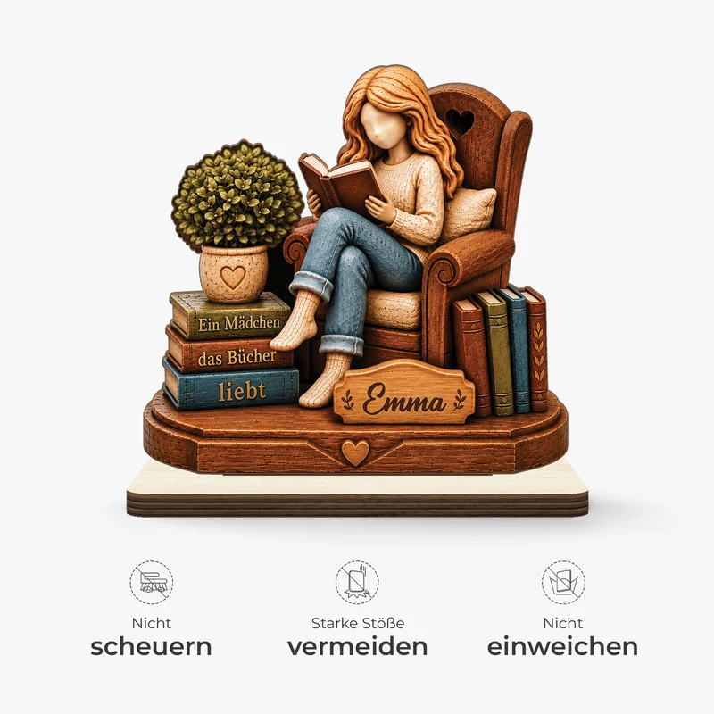 [3D-Optik] Gute Bücher Schönere Tage - Holzaufsteller Personalisiert Mit Standfuß Frauen