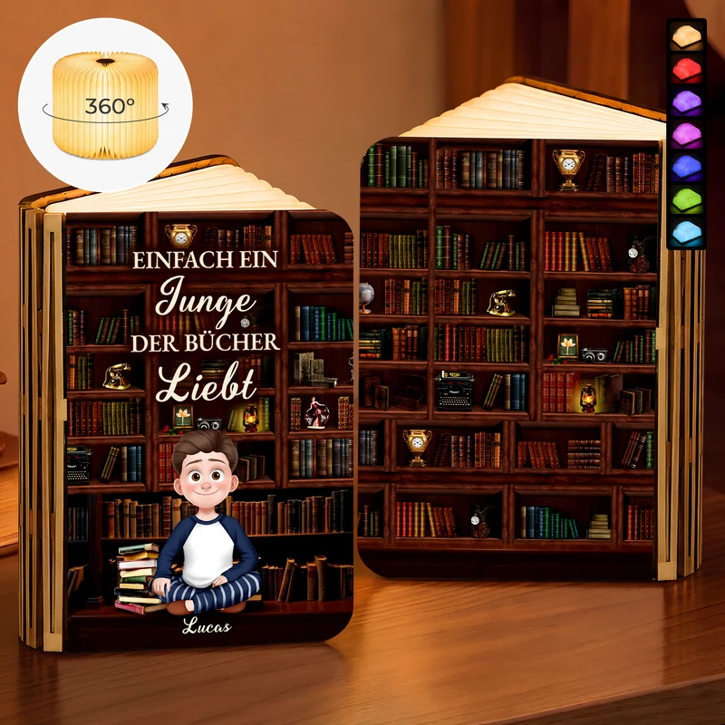 Einfach Ein Mädchen Das Bücher Liebt - Holz Buchlampe Personalisiert