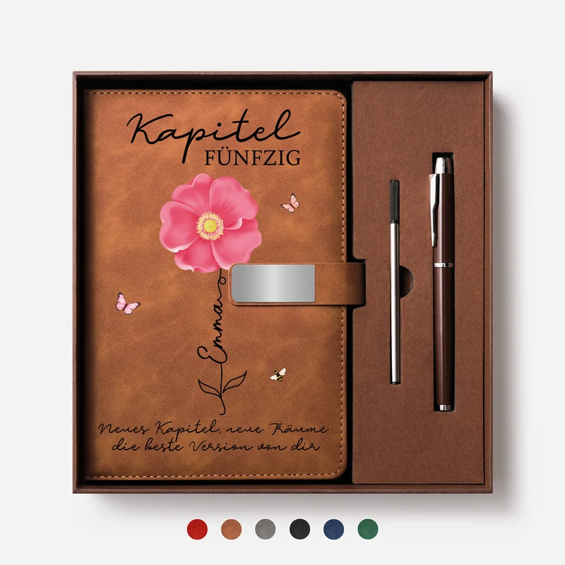 Geburtsblume Monat - Personalisiertes Notizbuch Magnetverschluss