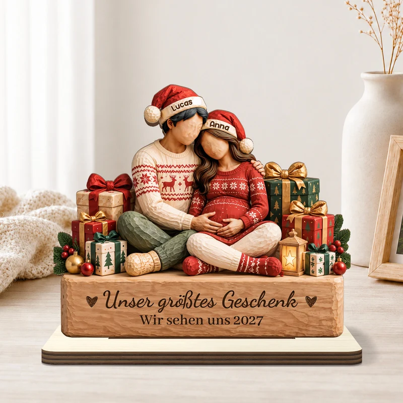[3D-Optik] Unser Größtes Geschenk Wir Sehen Uns - Holzaufsteller Personalisiert Mit Standfuß Baby & Familie