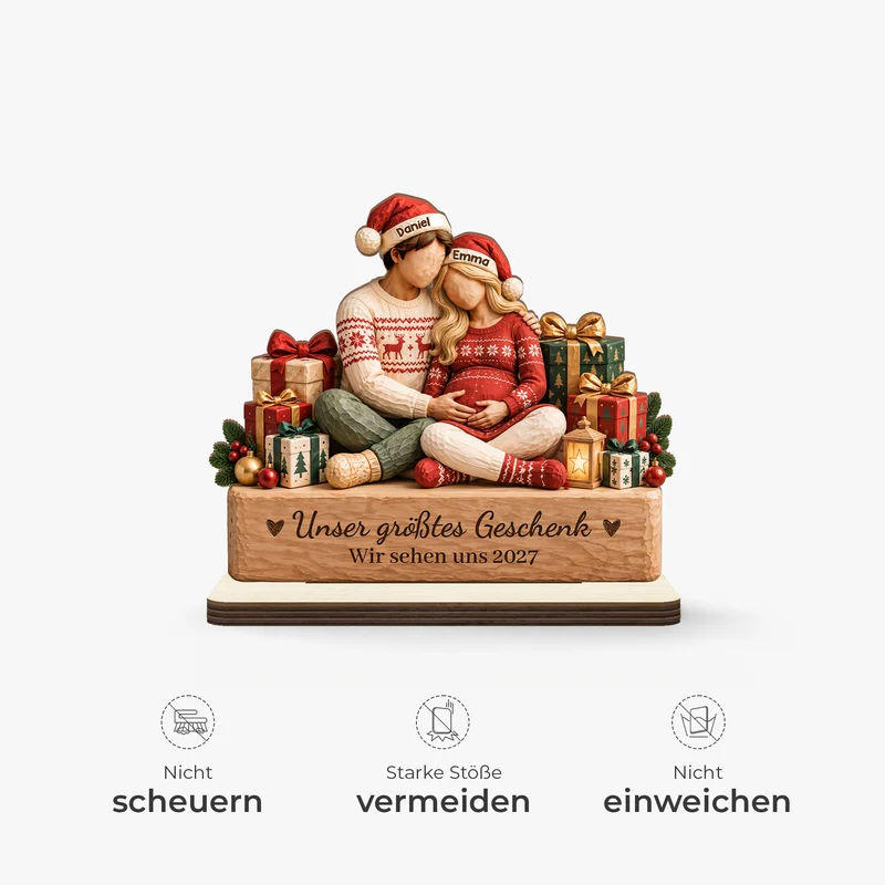 [3D-Optik] Unser Größtes Geschenk Wir Sehen Uns - Holzaufsteller Personalisiert Mit Standfuß Baby & Familie