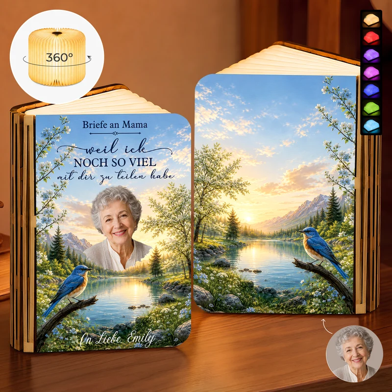 Weil Ich Immer Noch So Viel Mit Dir Zu Teilen Habe - Holz Buchlampe Personalisiert Zur Erinnerung Foto