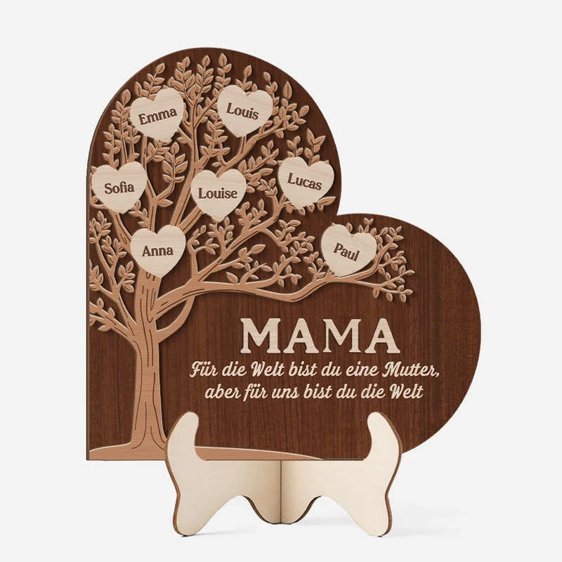 Für Die Welt Bist Du Eine Mama Für Uns Bist Du Die Welt - Personalisiertes Geschenk | Holzaufsteller Mama/Papa