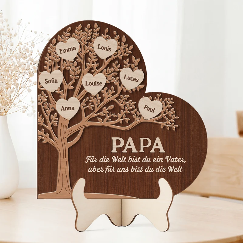 Für Die Welt Bist Du Eine Mama Für Uns Bist Du Die Welt - Personalisiertes Geschenk | Holzaufsteller Mama/Papa