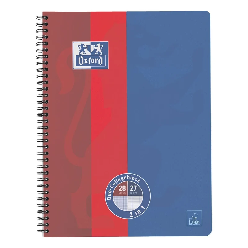 Oxford Duo-Collegeblock Touch A4+ 80 Bl. – Design zufällig