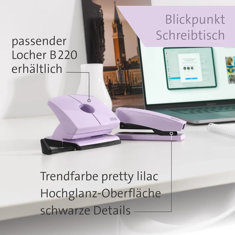 Novus Heftgerät B2 Color ID 2.0 – 25 Blatt, pretty lilac