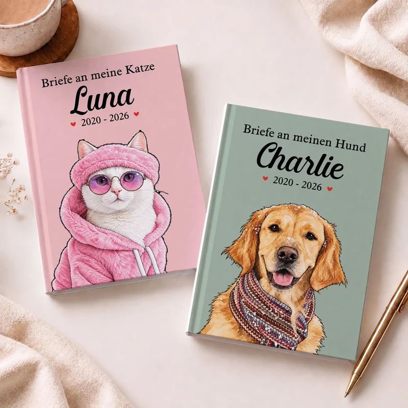 Briefe An Meinen Hund / Meine Katze - Personalisiertes Notizbuch A5 Haustier AI Bild Generator Zur Erinnerung