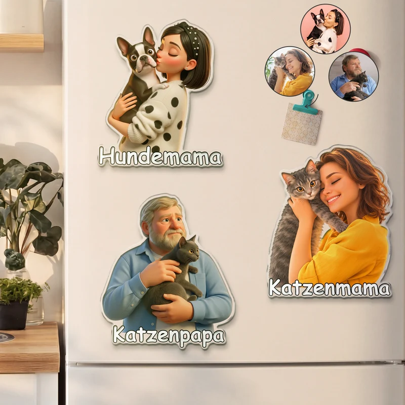 Haustier Und Mensch - Acryl Kühlschrankmagnet Personalisiert Foto