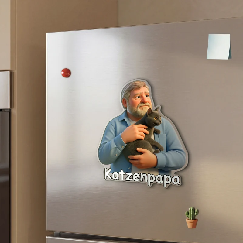 Haustier Und Mensch - Acryl Kühlschrankmagnet Personalisiert Foto