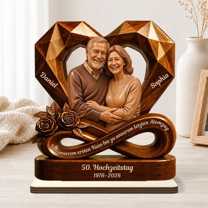 [3D-Optik] 40. Hochzeitstag - Holzaufsteller Personalisiert Mit Standfuß Jahrestag Paar AI Bild Generator