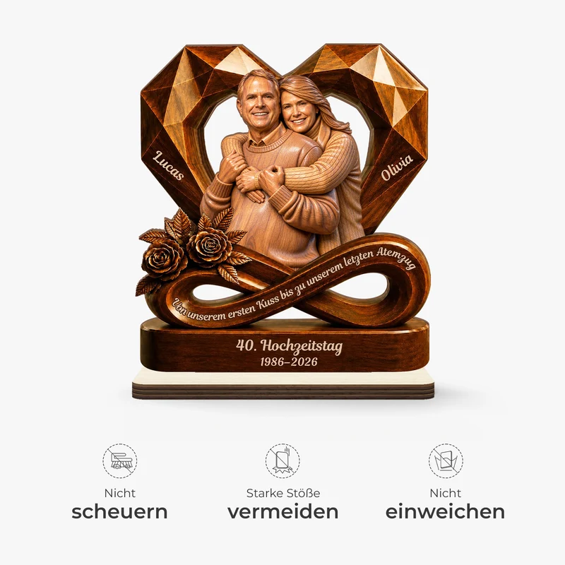 [3D-Optik] 40. Hochzeitstag - Holzaufsteller Personalisiert Mit Standfuß Jahrestag Paar AI Bild Generator