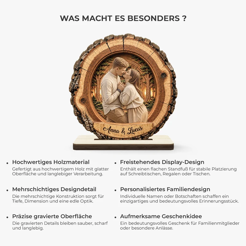 Liebespaar AI Bild Generator - Holzaufsteller Personalisiert Mit Standfuß