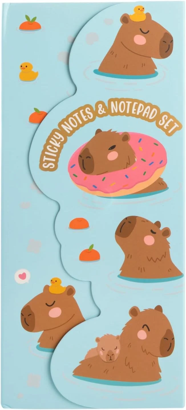 Idena Notizblock-Set Capybara 9x21cm Mappe 7 Notizzettel