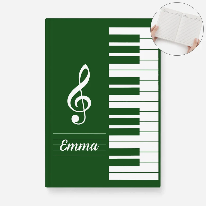 Klavier + Name - Personalisiertes Notizbuch A5