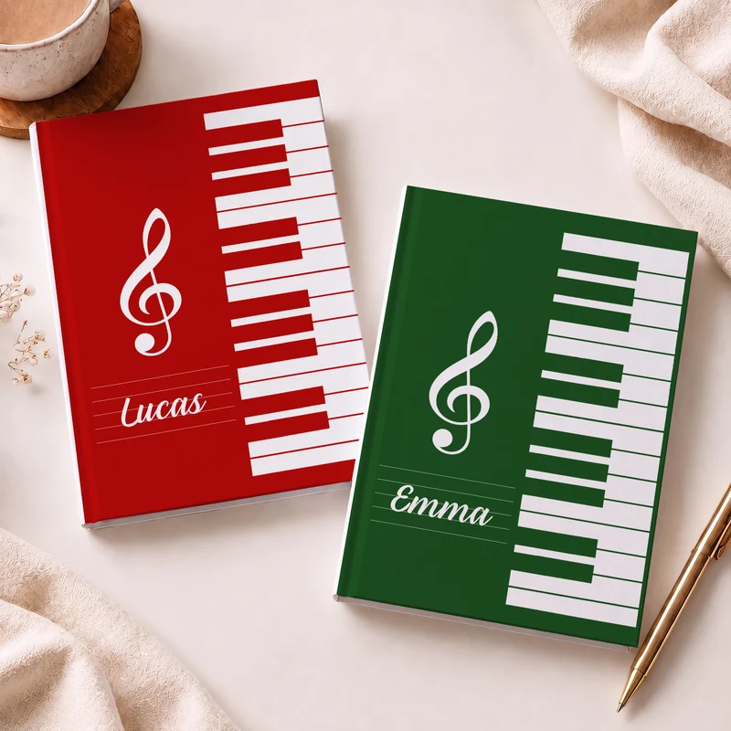 Klavier + Name - Personalisiertes Notizbuch A5