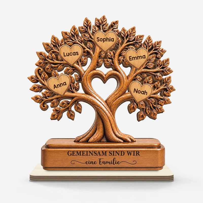 Gemeinsam Sind Wir Eine Familie - Holzaufsteller Personalisiert Mit Standfuß Mit Namen
