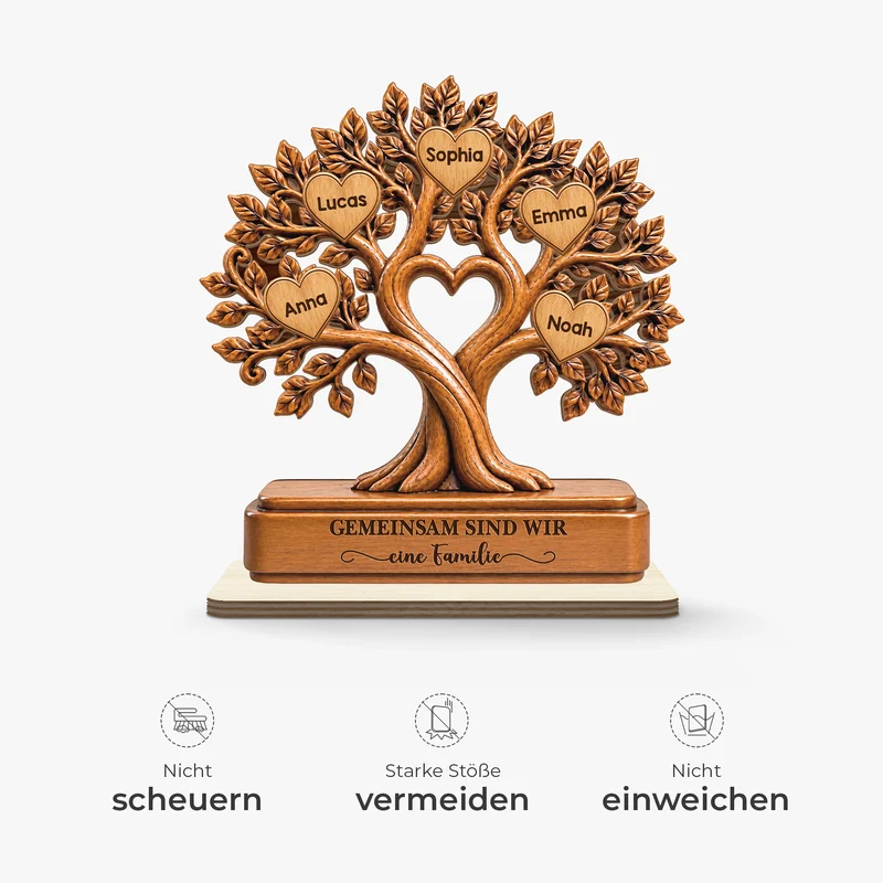 Gemeinsam Sind Wir Eine Familie - Holzaufsteller Personalisiert Mit Standfuß Mit Namen