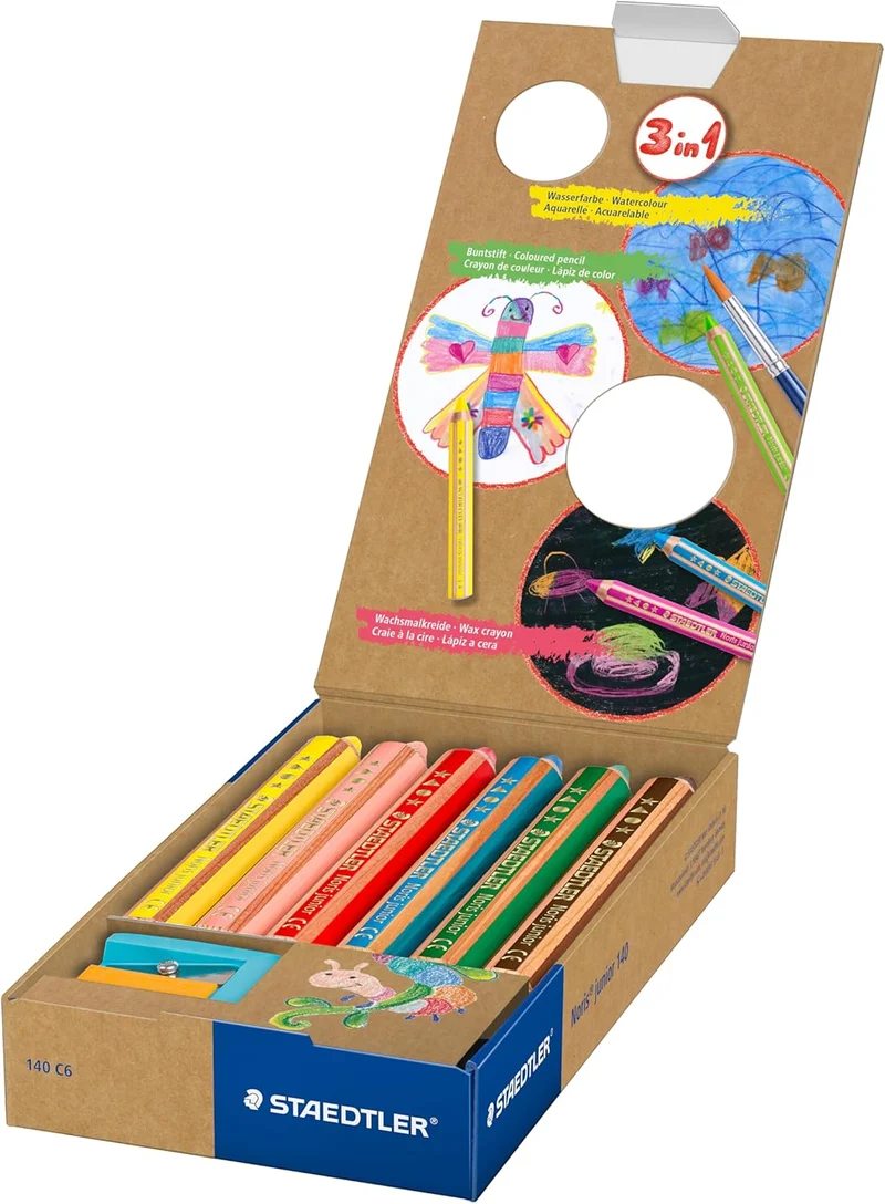 Staedtler Noris junior 3in1 Buntstift 6 Farben + Spitzer Etui