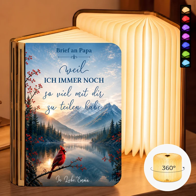 Weil Ich Immer Noch So Viel Mit Dir Zu Teilen Habe - Holz Buchlampe Personalisiert Zur Erinnerung