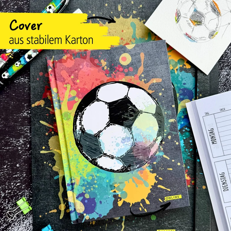 ONLINE PEN Notizbuch A5 Soccer | Hard Cover, dotted, 96 Blatt