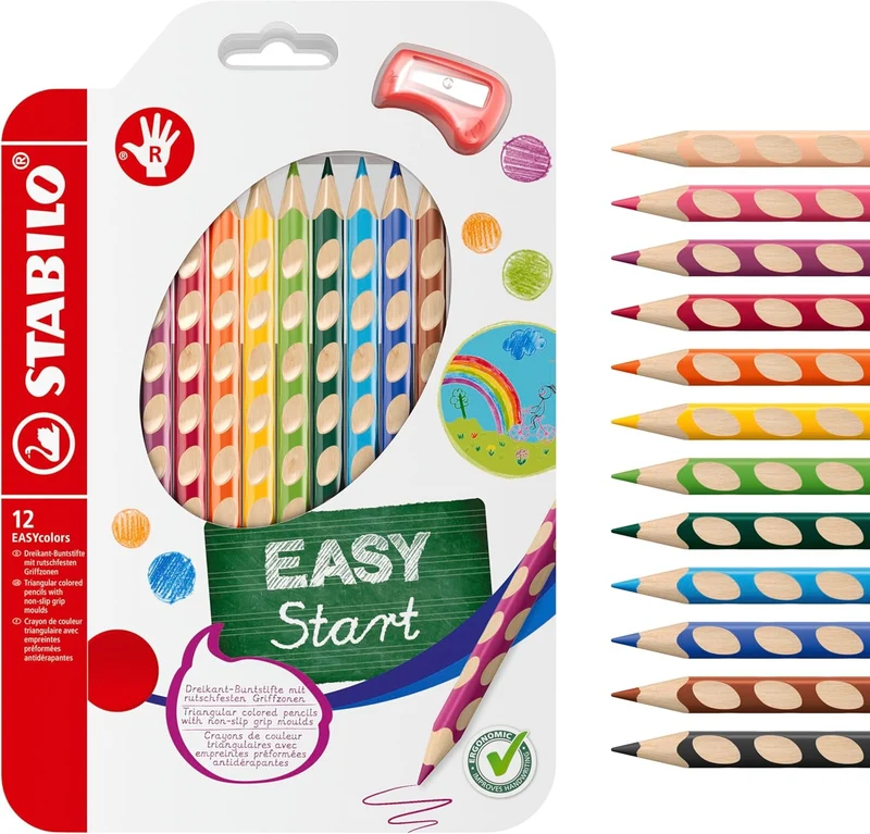 STABILO EASYcolors Buntstifte 12er Rechts mit Spitzer