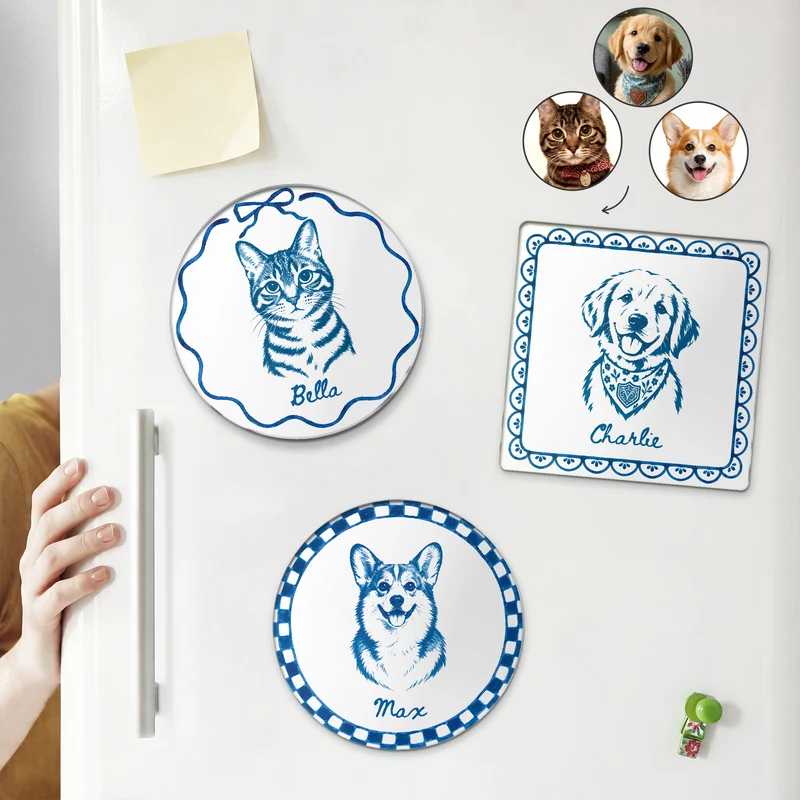 Haustier AI Bild Generator - Acryl Kühlschrankmagnet Personalisiert Blau