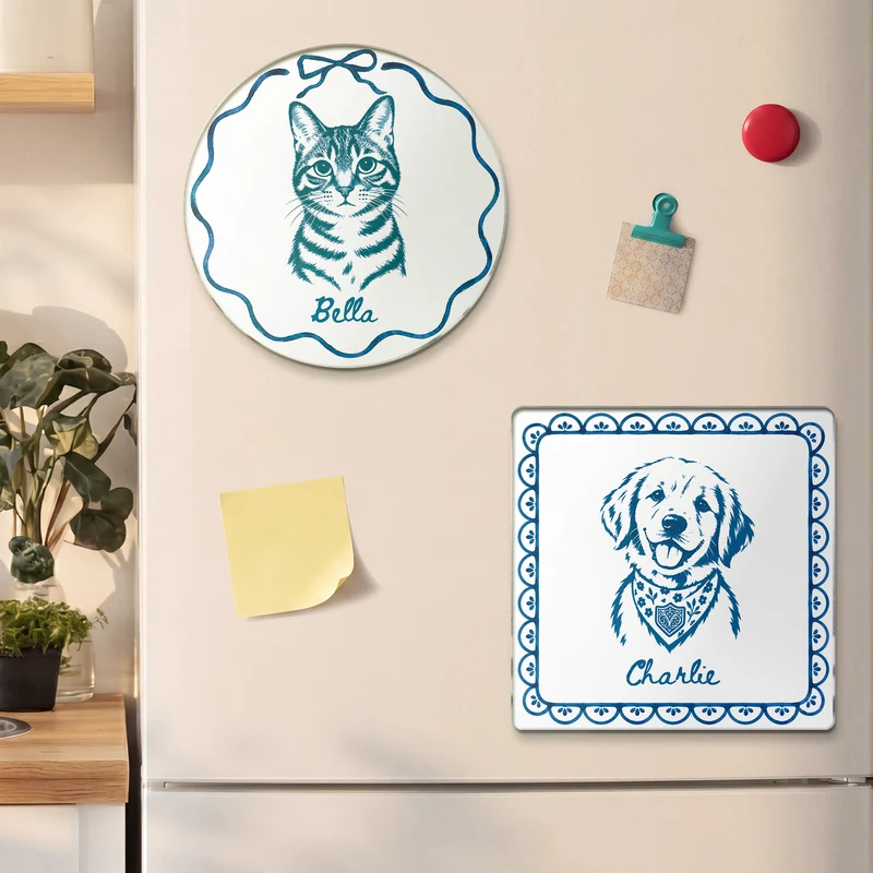 Haustier AI Bild Generator - Acryl Kühlschrankmagnet Personalisiert Blau