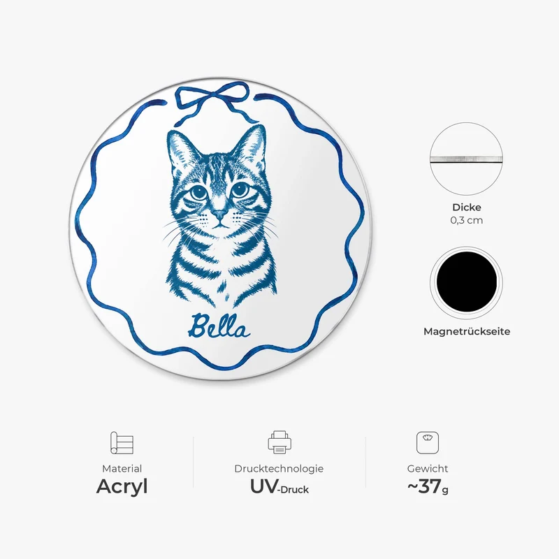Haustier AI Bild Generator - Acryl Kühlschrankmagnet Personalisiert Blau