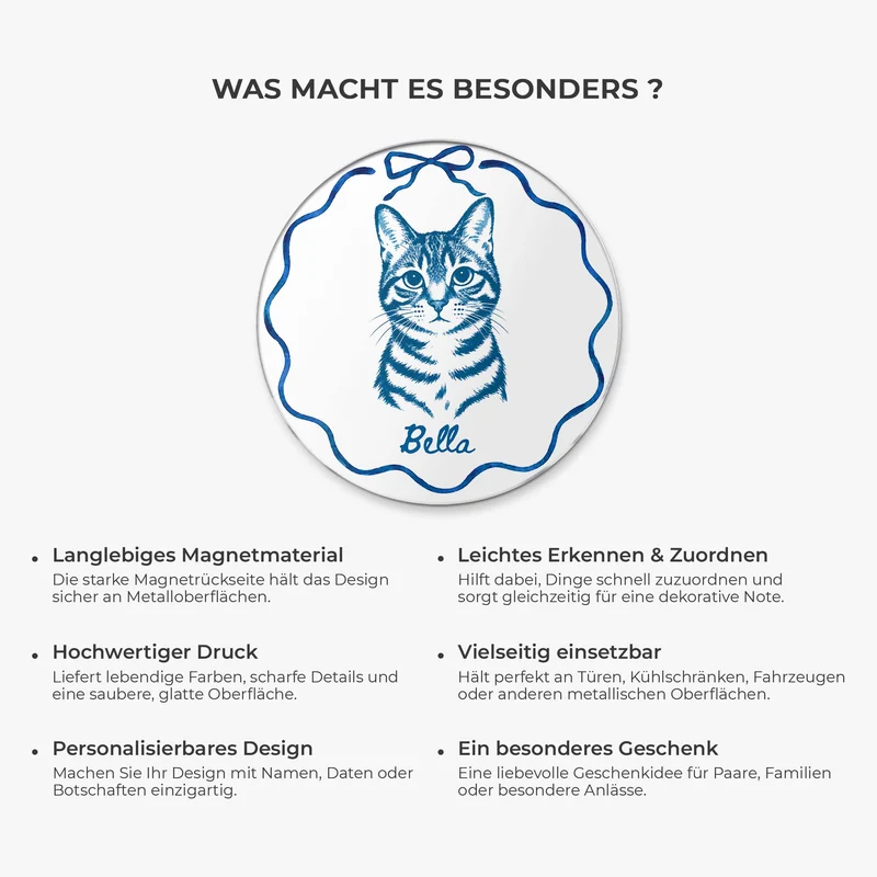 Haustier AI Bild Generator - Acryl Kühlschrankmagnet Personalisiert Blau