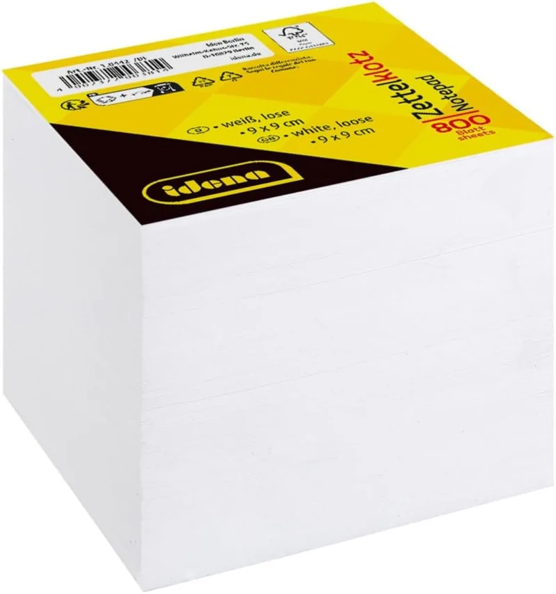 Idena Zettelklotz lose weiß 9x9cm 80g/m² 800 Blatt