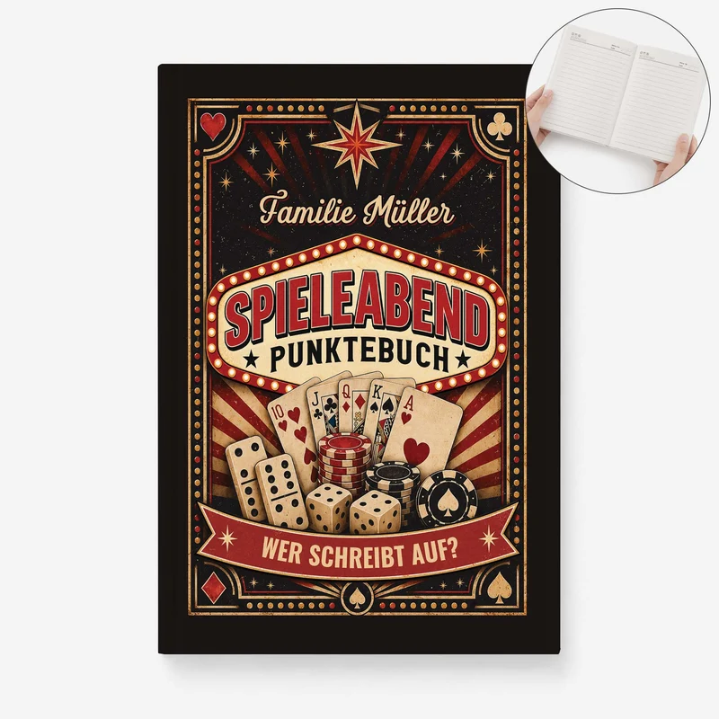 Spieleabend Punktebuch Familie - Personalisiertes Notizbuch A5