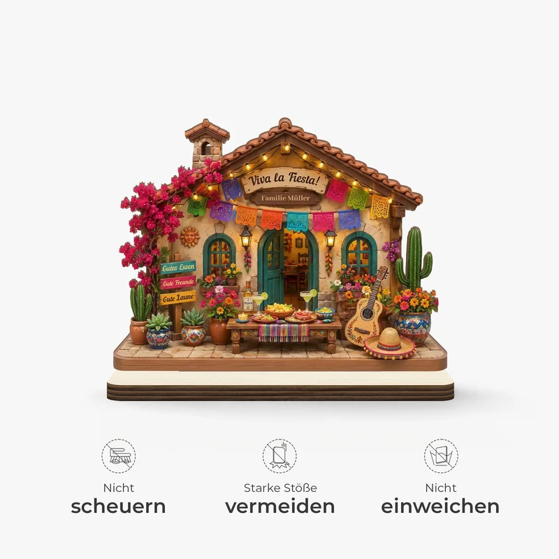 Fiesta Mexicana - Holzaufsteller Personalisiert Mit Standfuß Familie