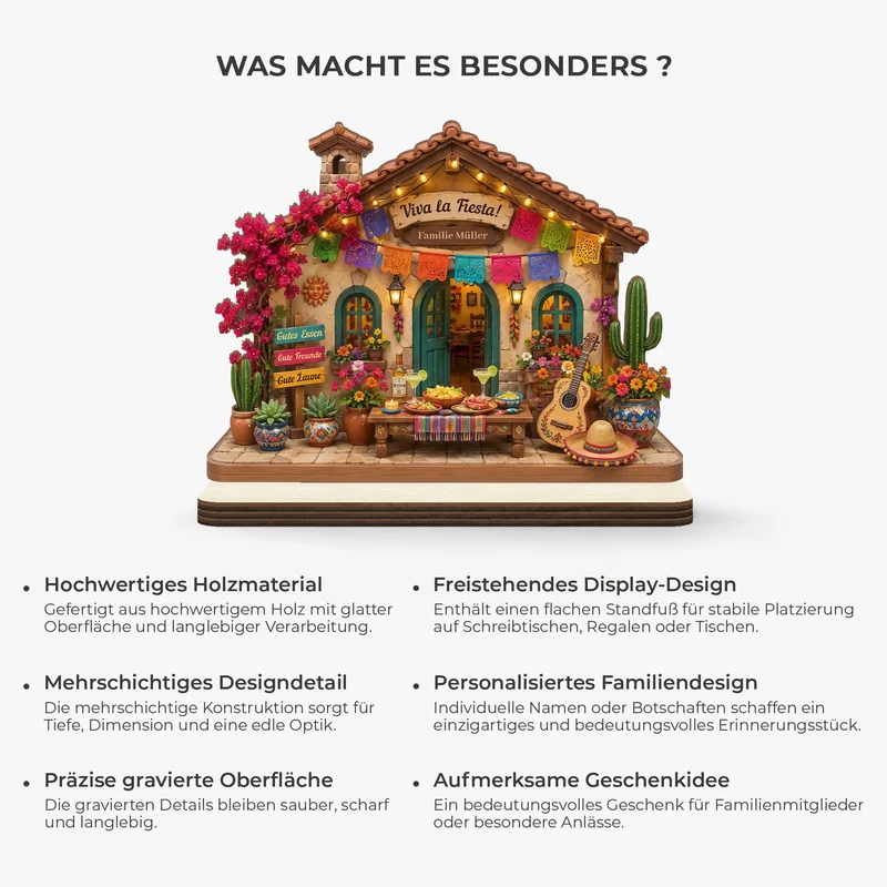 Fiesta Mexicana - Holzaufsteller Personalisiert Mit Standfuß Familie