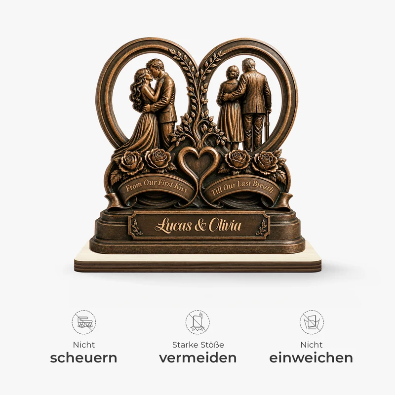 Vom Ersten Kuss Bis Zum Letzten Atemzug - Holzaufsteller Personalisiert Mit Standfuß Paar