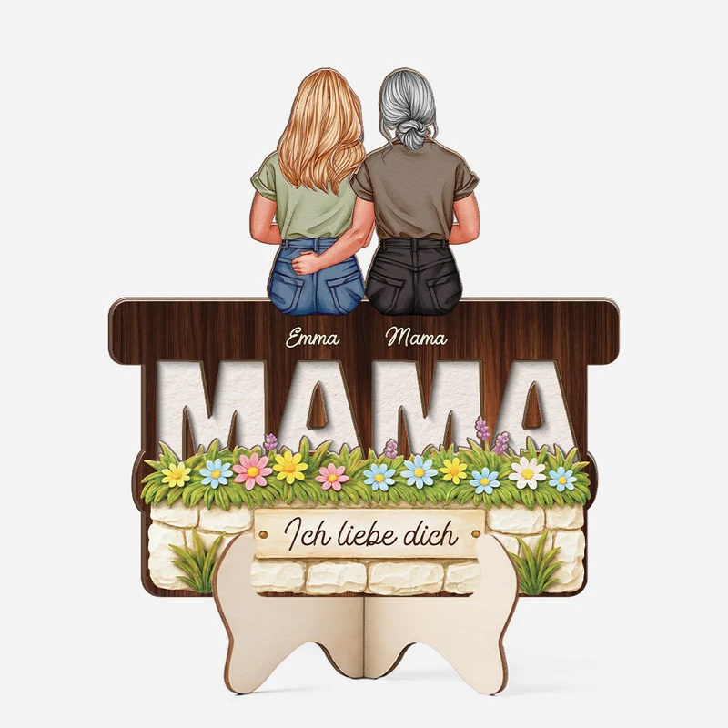 Mama Wir Lieben Dich - Personalisiertes Geschenk | Holzaufsteller Mama/Oma